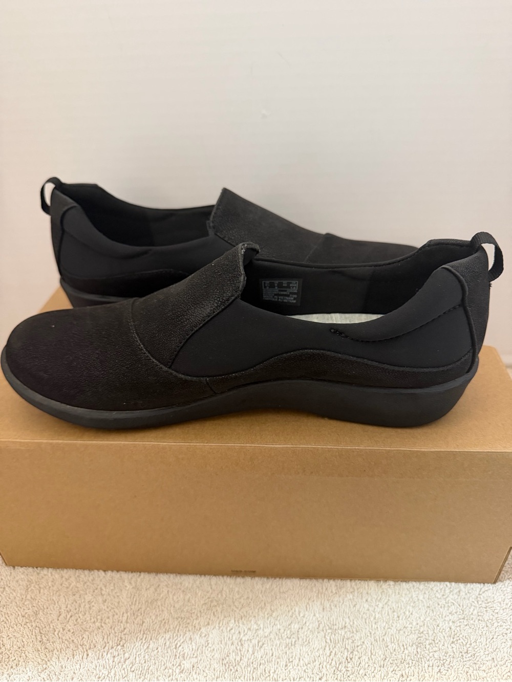 Black Slip-On Comfort Walking Shoes